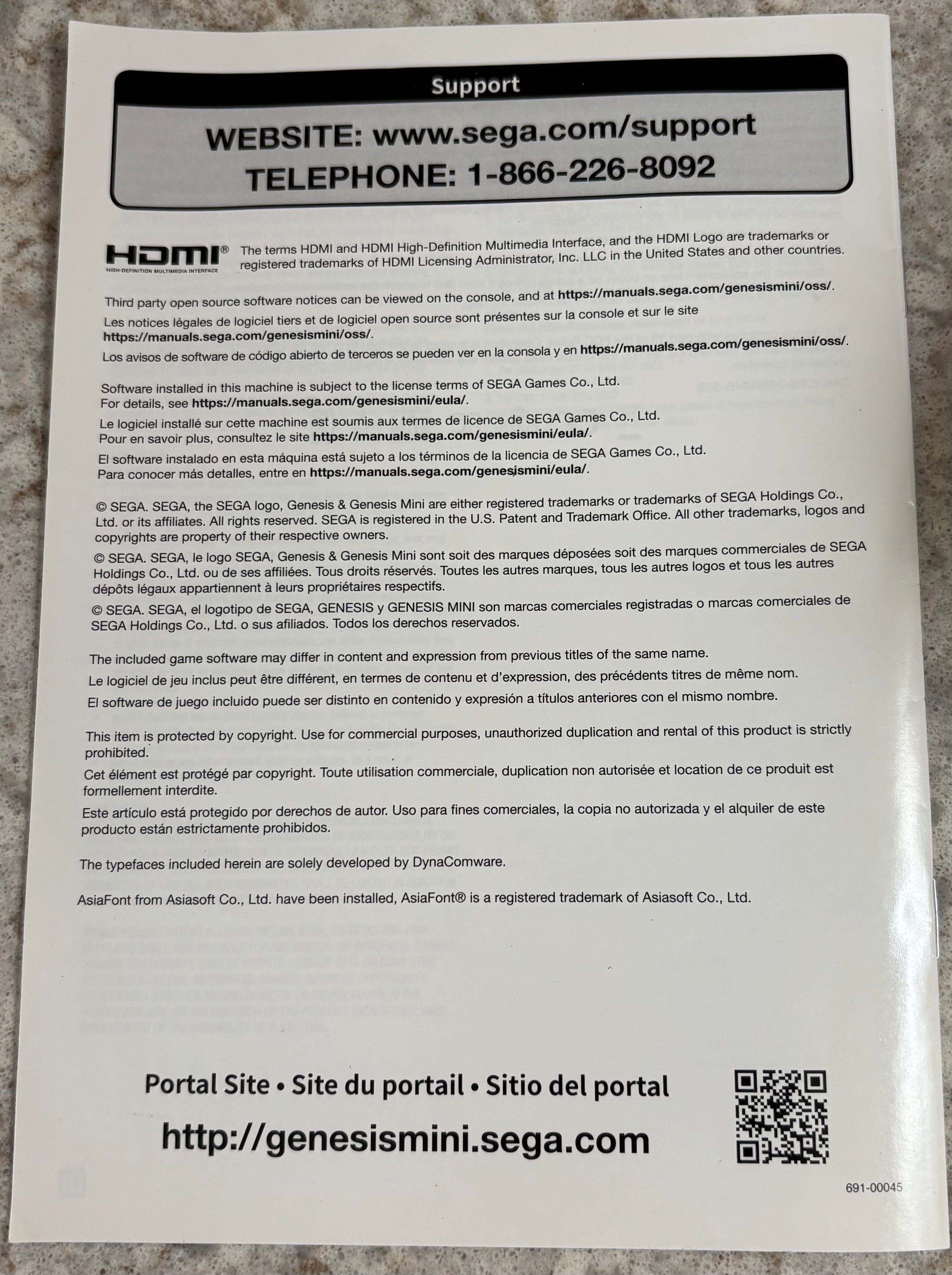 Sega Genesis Mini Manual